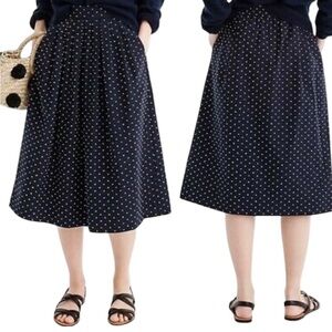 J. Crew Navy Polka Dot Midi Skirt